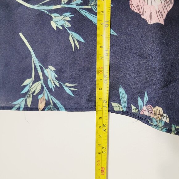 Another Story Women Satiny Look Pink Floral Bell  Sleeve Cropped Blouse Size XS - Picture 8 of 10